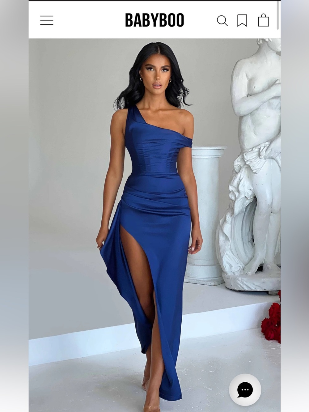 BABYBOO Cobalt Blue One-Shoulder Evening Dress